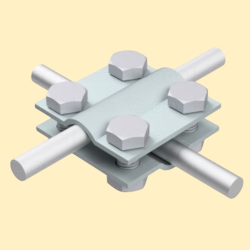 4-hole cross connector, 2-plate /galvanized/